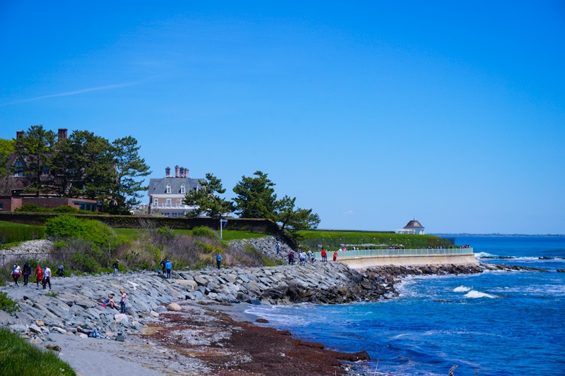 Cliff Walk with Newport Mansions in the Background, Newport RI