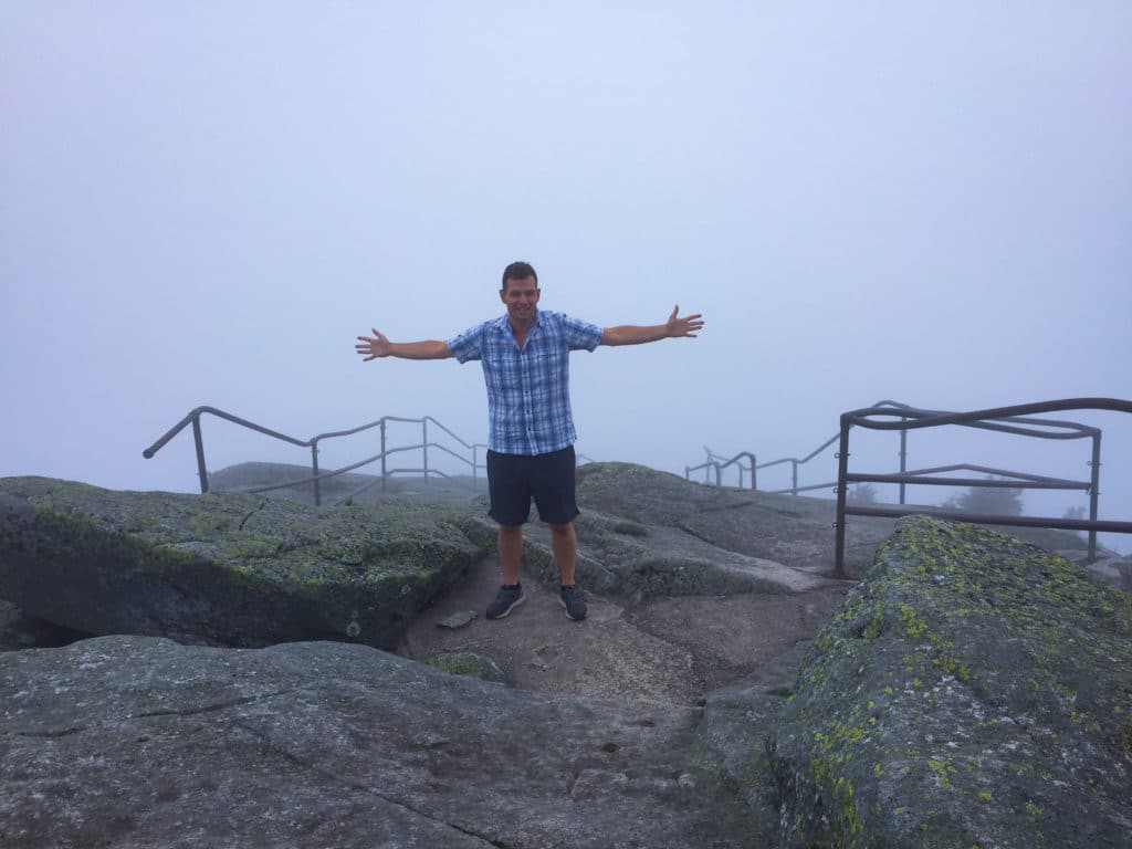 Mike at Top of Foggy Whiteface Trail