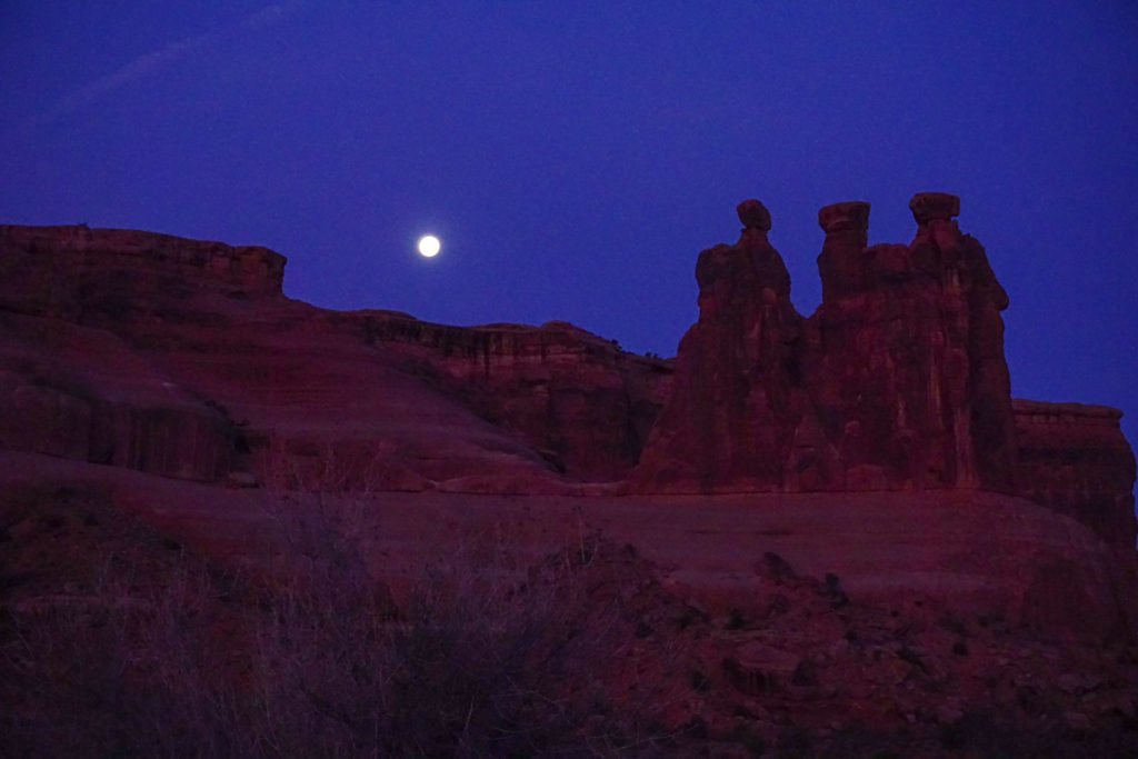 Moon over Arches National Park